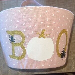 Pink Halloween Basket with Gold Accents